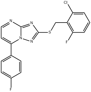 2-CHLORO-6-FLUOROBENZYL 7-(4-FLUOROPHENYL)[1,2,4]TRIAZOLO[1,5-A]PYRIMIDIN-2-YL SULFIDE Struktur