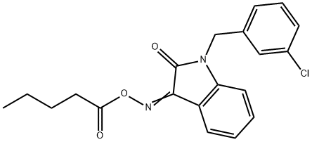 1-(3-CHLOROBENZYL)-3-[(PENTANOYLOXY)IMINO]-1,3-DIHYDRO-2H-INDOL-2-ONE Struktur