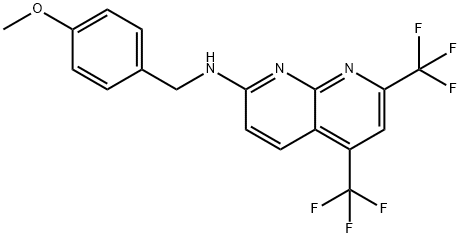 N-(4-METHOXYBENZYL)-5,7-BIS(TRIFLUOROMETHYL)[1,8]NAPHTHYRIDIN-2-AMINE Struktur