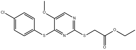 ETHYL 2-((4-[(4-CHLOROPHENYL)SULFANYL]-5-METHOXY-2-PYRIMIDINYL)SULFANYL)ACETATE Struktur