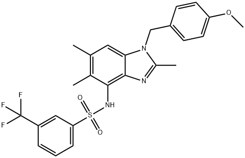 N-[1-(4-METHOXYBENZYL)-2,5,6-TRIMETHYL-1H-1,3-BENZIMIDAZOL-4-YL]-3-(TRIFLUOROMETHYL)BENZENESULFONAMIDE Struktur