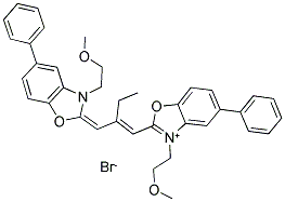 5-PHENYL-2-(2-(5-PHENYL-3-(2-METHOXYETHYL)-2(3H)-BENZOXAZOLIDENE) METHYL)-1-BUTENYL-3-(2-METHOXYETHYL)-BENZOXAZOLIUM BROMIDE, INNER SALT Struktur