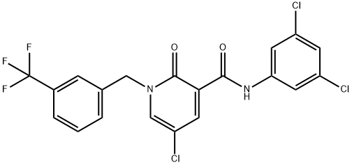 5-CHLORO-N-(3,5-DICHLOROPHENYL)-2-OXO-1-[3-(TRIFLUOROMETHYL)BENZYL]-1,2-DIHYDRO-3-PYRIDINECARBOXAMIDE Struktur