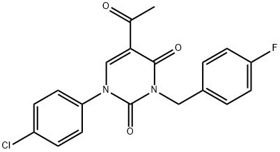 5-ACETYL-1-(4-CHLOROPHENYL)-3-(4-FLUOROBENZYL)-2,4(1H,3H)-PYRIMIDINEDIONE Struktur