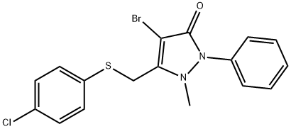 4-BROMO-3-((4-CHLOROPHENYLTHIO)METHYL)-2-METHYL-1-PHENYL-3-PYRAZOLIN-5-ONE Struktur