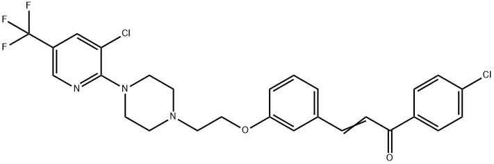 1-(4-CHLOROPHENYL)-3-[3-(2-(4-[3-CHLORO-5-(TRIFLUOROMETHYL)-2-PYRIDINYL]PIPERAZINO)ETHOXY)PHENYL]-2-PROPEN-1-ONE Struktur