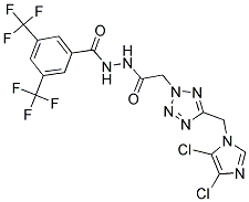 N'1-(2-(5-[(4,5-DICHLORO-1H-IMIDAZOL-1-YL)METHYL]-2H-1,2,3,4-TETRAAZOL-2-YL)ACETYL)-3,5-DI(TRIFLUOROMETHYL)BENZENE-1-CARBOHYDRAZIDE Struktur