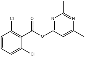 2,6-DIMETHYL-4-PYRIMIDINYL 2,6-DICHLOROBENZENECARBOXYLATE Struktur