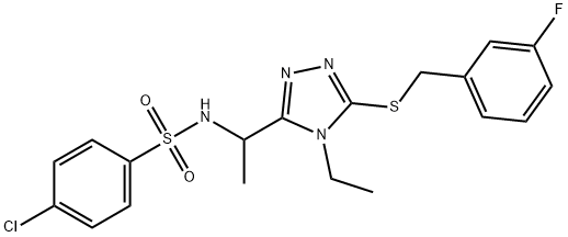 4-CHLORO-N-(1-(4-ETHYL-5-[(3-FLUOROBENZYL)SULFANYL]-4H-1,2,4-TRIAZOL-3-YL)ETHYL)BENZENESULFONAMIDE Struktur