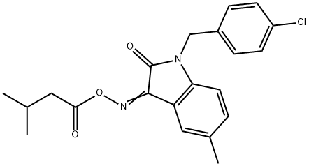 1-(4-CHLOROBENZYL)-5-METHYL-3-([(3-METHYLBUTANOYL)OXY]IMINO)-1,3-DIHYDRO-2H-INDOL-2-ONE Struktur