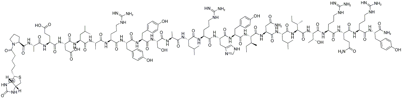 BIOTIN-PRO-ALA-GLU-ASP-LEU-ALA-ARG-TYR-TYR-SER-ALA-LEU-ARG-HIS-TYR-ILE-ASN-LEU-ILE-THR-ARG-GLN-ARG-TYR-NH2 Struktur