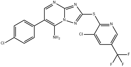 6-(4-CHLOROPHENYL)-2-([3-CHLORO-5-(TRIFLUOROMETHYL)-2-PYRIDINYL]SULFANYL)[1,2,4]TRIAZOLO[1,5-A]PYRIMIDIN-7-AMINE Struktur