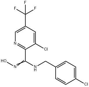 3-CHLORO-N-(4-CHLOROBENZYL)-N'-HYDROXY-5-(TRIFLUOROMETHYL)-2-PYRIDINECARBOXIMIDAMIDE Struktur