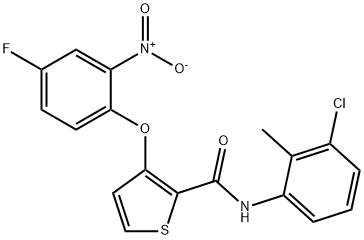 N-(3-CHLORO-2-METHYLPHENYL)-3-(4-FLUORO-2-NITROPHENOXY)-2-THIOPHENECARBOXAMIDE Struktur