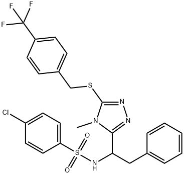 4-CHLORO-N-[1-(4-METHYL-5-([4-(TRIFLUOROMETHYL)BENZYL]SULFANYL)-4H-1,2,4-TRIAZOL-3-YL)-2-PHENYLETHYL]BENZENESULFONAMIDE Struktur