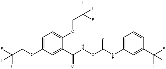 2,5-BIS(2,2,2-TRIFLUOROETHOXY)-N-(([3-(TRIFLUOROMETHYL)ANILINO]CARBONYL)OXY)BENZENECARBOXAMIDE Struktur