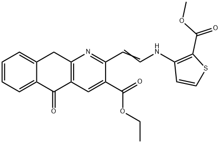 ETHYL 2-(2-([2-(METHOXYCARBONYL)-3-THIENYL]AMINO)VINYL)-5-OXO-5,10-DIHYDROBENZO[G]QUINOLINE-3-CARBOXYLATE Struktur