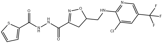 5-(([3-CHLORO-5-(TRIFLUOROMETHYL)-2-PYRIDINYL]AMINO)METHYL)-N'-(2-THIENYLCARBONYL)-4,5-DIHYDRO-3-ISOXAZOLECARBOHYDRAZIDE Struktur