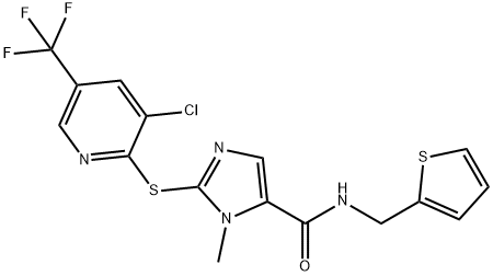 2-([3-CHLORO-5-(TRIFLUOROMETHYL)-2-PYRIDINYL]SULFANYL)-1-METHYL-N-(2-THIENYLMETHYL)-1H-IMIDAZOLE-5-CARBOXAMIDE Struktur