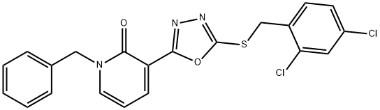 1-BENZYL-3-(5-[(2,4-DICHLOROBENZYL)SULFANYL]-1,3,4-OXADIAZOL-2-YL)-2(1H)-PYRIDINONE Struktur