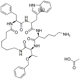 CYCLO(-7-AMINOHEPTANOYL-PHE-D-TRP-LYS-THR(BZL)) ACETATE SALT Struktur