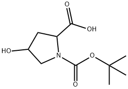 1-(tert-butoxycarbonyl)-4-hydroxypyrrolidine-2-carboxylic acid Struktur