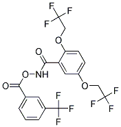 2,5-Bis(2,2,2-trifluoroethoxy)-N-((3-(trifluoromethyl)benzoyl)oxy)benzenecarboyjimide Struktur