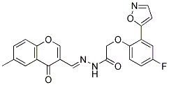 2-(4-FLUORO-2-ISOXAZOL-5-YLPHENOXY)-N'-[(1E)-(6-METHYL-4-OXO-4H-CHROMEN-3-YL)METHYLENE]ACETOHYDRAZID Struktur