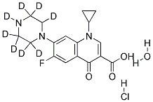 1-CYCLOPROPYL-6-FLUORO-4-OXO-7-PIPERAZIN-D8-1-YL-1,4-DIHYDRO-QUINOLINE-3-CARBOXYLIC ACID HYDROCHLORIDE HYDRATE Struktur