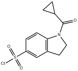 1-CYCLOPROPANECARBONYL-2,3-DIHYDRO-1H-INDOLE-5-SULFONYL CHLORIDE Struktur