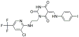 1-(2-((3-Chloro-5-(trifluoromethyl)-2-pyridinyl)amino)ethyl)-5-((4-iodoanilino)methylene)-2,4,6(1H,3H,5H)-pyrimidinetrione Struktur