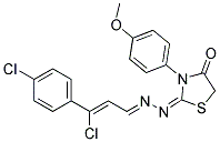 2-{2-[3-CHLORO-3-(4-CHLOROPHENYL)PROP-2-ENYLIDENE]HYDRAZONO}-3-(4-METHOXYPH ENYL)-1,3-THIAZOLAN-4-ONE Struktur