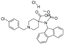 1-(4-CHLORO-BENZYL)-4-(9H-FLUOREN-9-YLMETHOXYCARBONYLAMINO)-PIPERIDINE-4-CARBOXYLIC ACID HYDROCHLORIDE Struktur