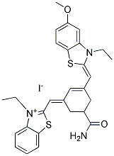 2-[(5-(AMINOCARBONYL)-3-([3-ETHYL-5-METHOXY-1,3-BENZOTHIAZOL-2(3H)-YLIDENE]METHYL)-2-CYCLOHEXEN-1-YLIDENE)METHYL]-3-ETHYL-1,3-BENZOTHIAZOL-3-IUM IODIDE Struktur