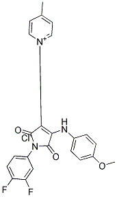 1-[1-(3,4-difluorophenyl)-4-(4-methoxyanilino)-2,5-dioxo-2,5-dihydro-1H-pyrrol-3-yl]-4-methylpyridinium chloride Struktur