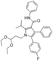 1-(3,3-DIETHOXY-PROPYL)-5-(4-FLUORO-PHENYL)-2-ISOPROPYL-4-PHENYL-1H-PYRROLE-3-CARBOXYLIC ACID PHENYLAMIDE Struktur