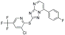 2-((3-Chloro-5-(trifluoromethyl)-2-pyridinyl)sulfanyl)-7-(4-fluorophenyl)(1,2,4)triazolo[1,5-a]pyrimidine Struktur