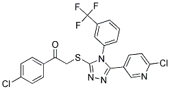 1-(4-CHLOROPHENYL)-2-({5-(6-CHLORO-3-PYRIDYL)-4-[3-(TRIFLUOROMETHYL)PHENYL] -4H-1,2,4-TRIAZOL-3-YL}THIO)ETHAN-1-ONE Struktur