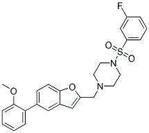 1-[(3-FLUOROPHENYL)SULFONYL]-4-([5-(2-METHOXYPHENYL)-1-BENZOFURAN-2-YL]METHYL)PIPERAZINE Struktur