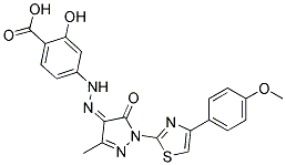 2-HYDROXY-4-(N'-(1-[4-(4-METHOXY-PHENYL)-THIAZOL-2-YL]-3-METHYL-5-OXO-1,5-DIHYDRO-PYRAZOL-4-YLIDENE)-HYDRAZINO)-BENZOIC ACID Struktur