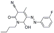 1-Butyl-5-(3-fluorophenylazo)-6-hydroxy-4-methyl-2-oxo-1,2,3,6-tetrahydropyridine-3-carbonitrile Struktur