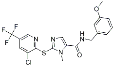 2-((3-Chloro-5-(trifluoromethyl)-2-pyridinyl)sulfanyl)-N-(3-methoxybenzyl)-1-methyl-1H-imidazole-5-carboxamide Struktur