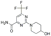 2-(4-Hydroxypiperidin-1-yl)-6-(trifluoromethyl)pyrimidine-4-carboxamide Structure