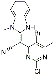 2-(5-BROMO-2-CHLORO-6-METHYLPYRIMIDIN-4-YL)-2-(1-METHYL-2,3-DIHYDRO-1H-BENZ O[D]IMIDAZOL-2-YLIDEN)ACETONITRILE Struktur