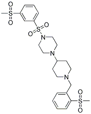 1-(1-[2-(METHYLSULFONYL)BENZYL]PIPERIDIN-4-YL)-4-([3-(METHYLSULFONYL)PHENYL]SULFONYL)PIPERAZINE Struktur