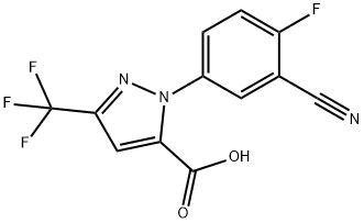 2-(3-CYANO-4-FLUORO-PHENYL)-5-TRIFLUORO-METHYL-2H-PYRAZOLE-3-CARBOXYLIC ACID Struktur