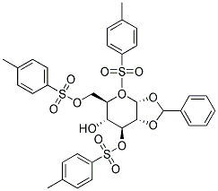 1,2-O-BENZYLIDENE-3,5,6-TRI-O-(P-TOLUOLSULFONYL)-ALPHA-D-GLUCOPYRANOSIDE Struktur