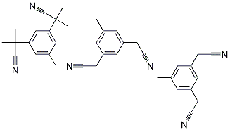 1-MethylBenzene3,5-Diacetonitrile2,2'-(5-Methyl-1-3,Phenylene)Diacetonitrile2,2'-(5-Methyl-1-3,Phenylene)Di-(2-MethylPropionoNitrile) Struktur