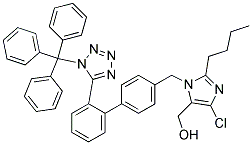 2-Butyl-4-chloro-5-(hydroxymethyl)-1-{[2'-[(triphenylmethyl)tetrazole-5-yl]biphenyl-4-yl]methyl} imidazole Struktur