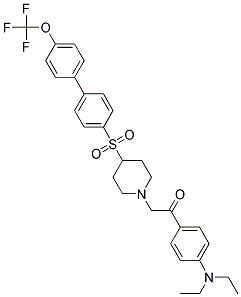 1-[4-(DIETHYLAMINO)PHENYL]-2-(4-([4'-(TRIFLUOROMETHOXY)BIPHENYL-4-YL]SULFONYL)PIPERIDIN-1-YL)ETHANONE Struktur